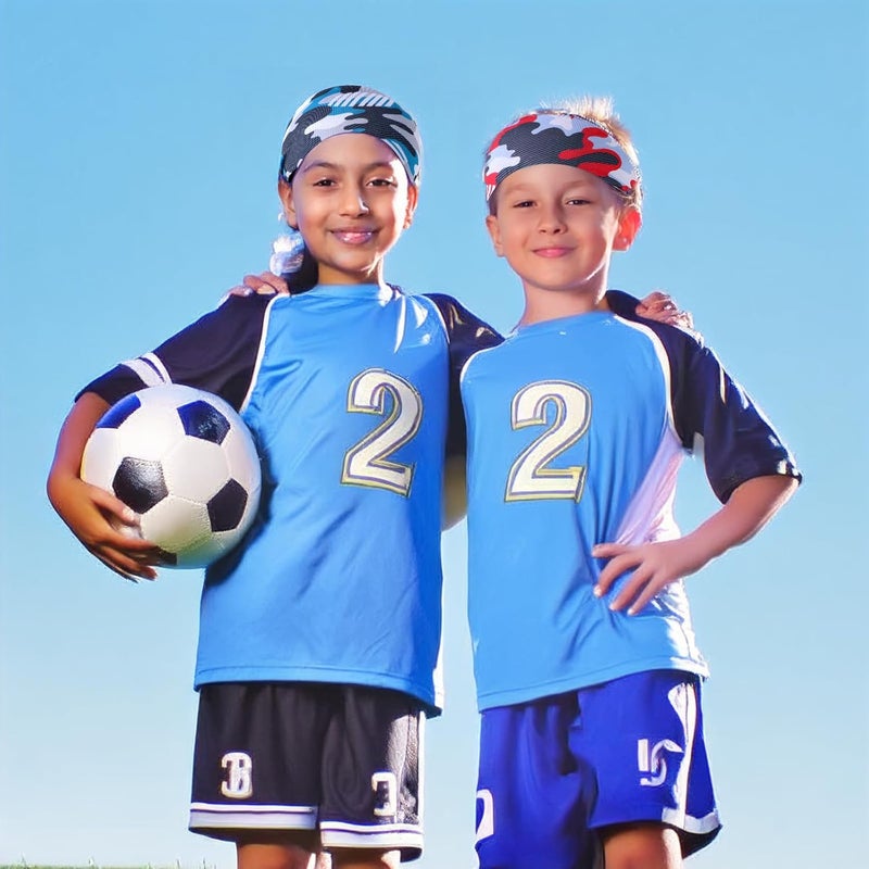 Telooco 6Pcs Kids Sweatbands Boys Headbands for Sports Breathable Elastic Kids Sweatbands Non Slip Soccer Headbands for Boys Youth Baseball Basketball Running Exercise Sweat Absorbing Hairband - Image 5